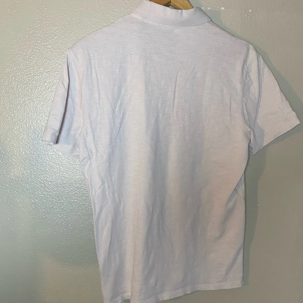 Vince Men’s Light White Slub Polo Size Medium 100%‎ cotton minimalist preppy